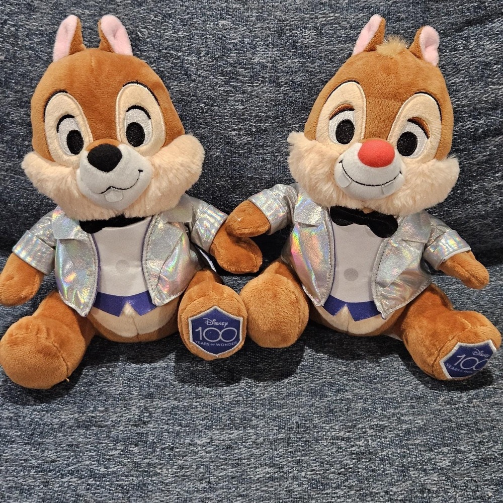 Disney Platinum 100 Years Of Wonder Anniversary Chip & Dale Plush Iridescent